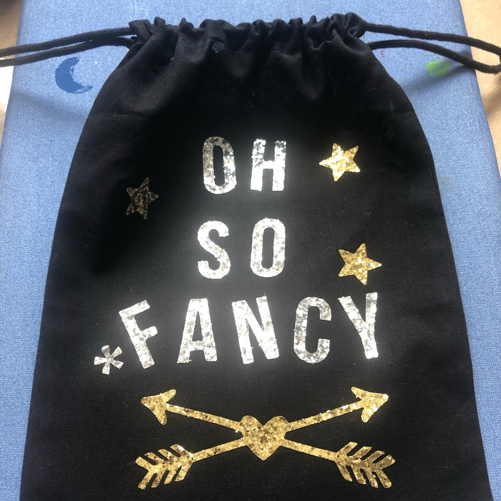 Black drawstring bag “ oh so fancy”